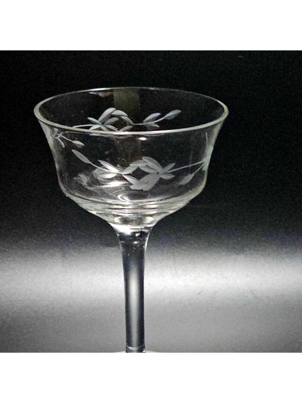 Deco Rose Champagne Coupe 5.5" glasses etched cocktail romantic elegance - Picture 2 of 6